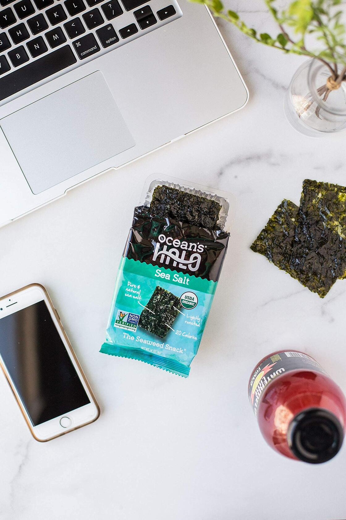 Ocean's Halo 4 Pack Sea Salt Seaweed Snacks, .56 oz, 3 Pack