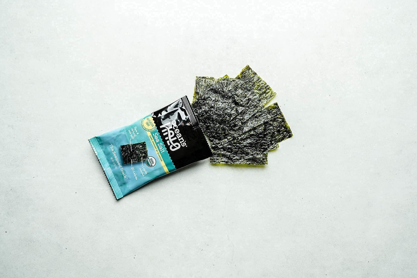 Ocean's Halo Trayless Seaweed Snacks (Sea Salt) 1 case of 20 Units - No Plastic Tray
