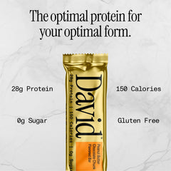 David High Protein Bars No Sugar - Sugar Free Protein Bars, Low Carb, Gluten Free - 28g of Protein, 150 Calories - David Bar On-The-Go Snack - Peanut Butter Chocolate Chunk Flavor, Pack of 12