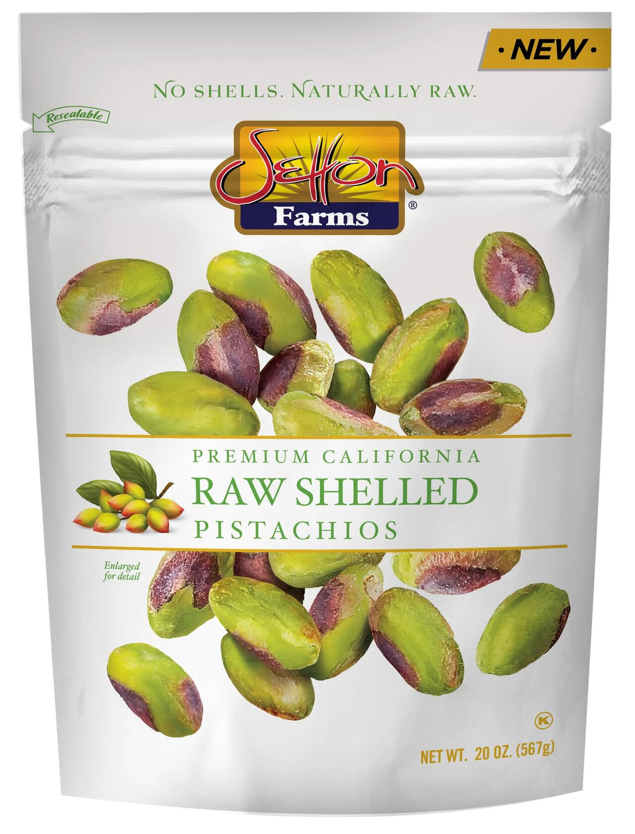 Setton Farms Naturally Raw Shelled Pistachios 20 oz Value Bag, No Shell Pistachios, Non-GMO Project Verified, Certified Gluten Free, Vegan and Kosher, Heart Healthy Snack, 20 Oz (Also perfect for making Dubai Chocolate)