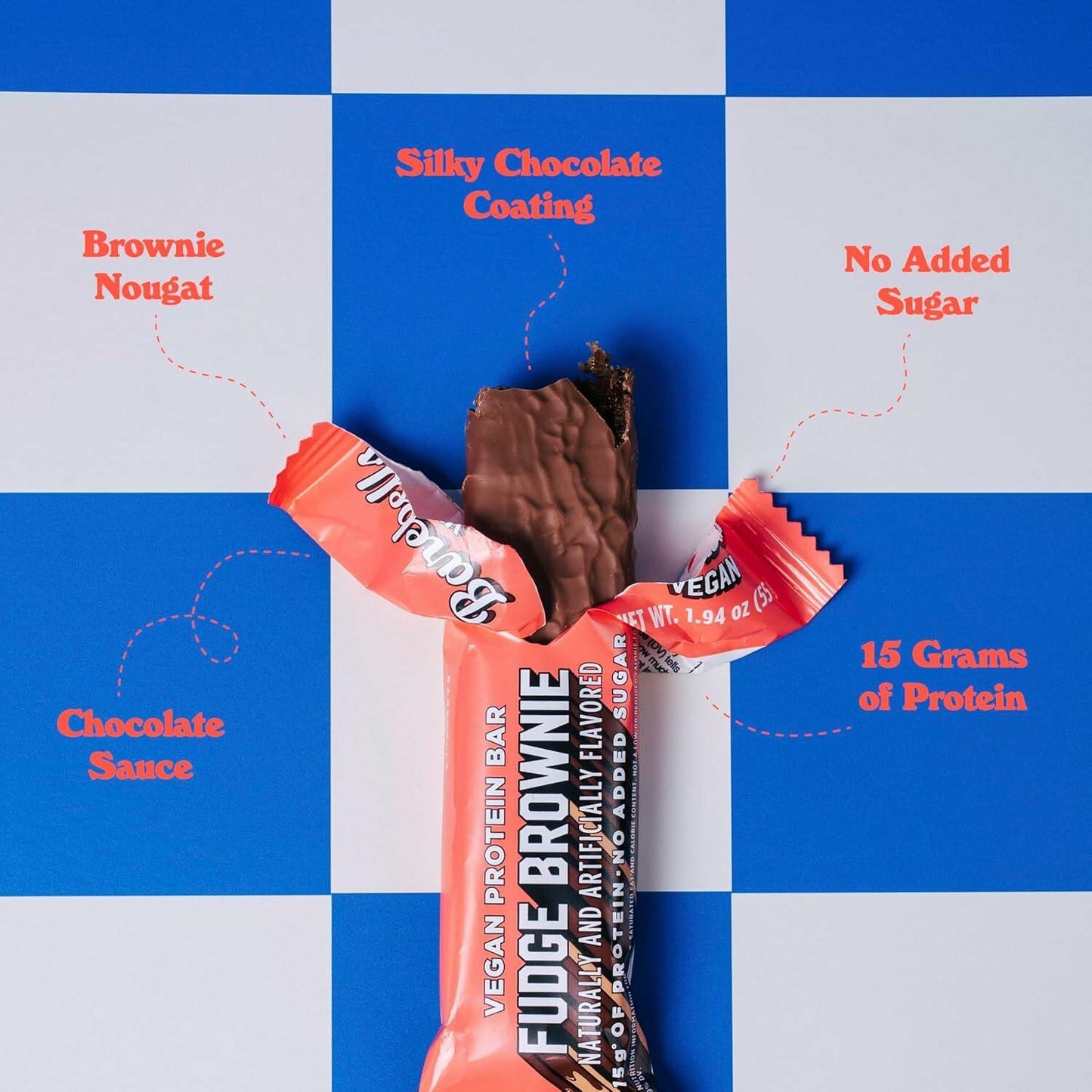 Barebells Plant Based Protein Bars, Fudge Brownie – 24 bars (2 Packs of 12) - 15g of Plant-Based High Protein Treats – Vegan Chocolate Nutrition Bar with 1g Total Sugar - On The Go Breakfast or Post-Workout Snack