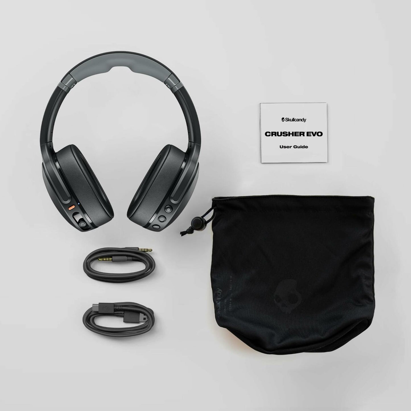 Skullcandy Crusher Evo Over-Ear Wireless Headphones with Sensory Bass, 40 Hr Battery, Microphone, Works with iPhone Android and Bluetooth Devices, Asphalt