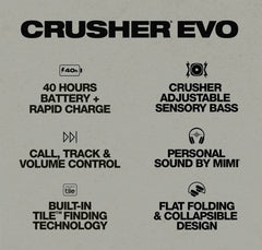Skullcandy Crusher Evo Wireless Bluetooth Headphones with Multi-Sensory Bass, Noise Isolating Over-Ear Fit, Up to 40 Hours Battery, Microphone for iPhone Android - Blue/Grey