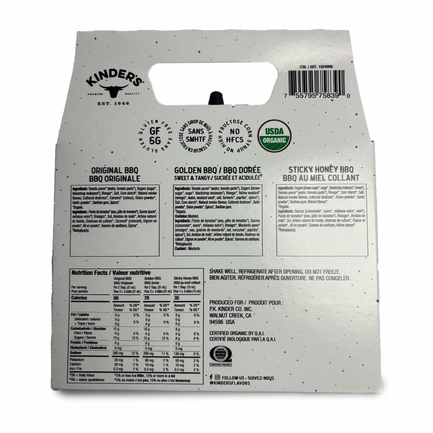 Kinder's Summer 3 Pack (Golden BBQ, Original and Sticky Honey BBQ Sauces)