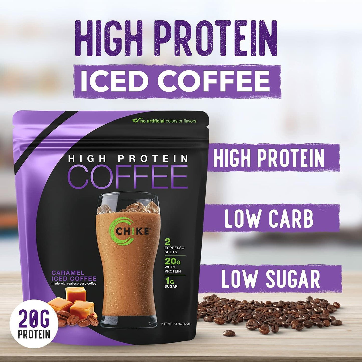 Chike Caramel High Protein Iced Coffee, 20 G Protein, 2 Shots Espresso, 1 G Sugar, Keto Friendly and Gluten Free, 14 Servings (14.3 Ounce)