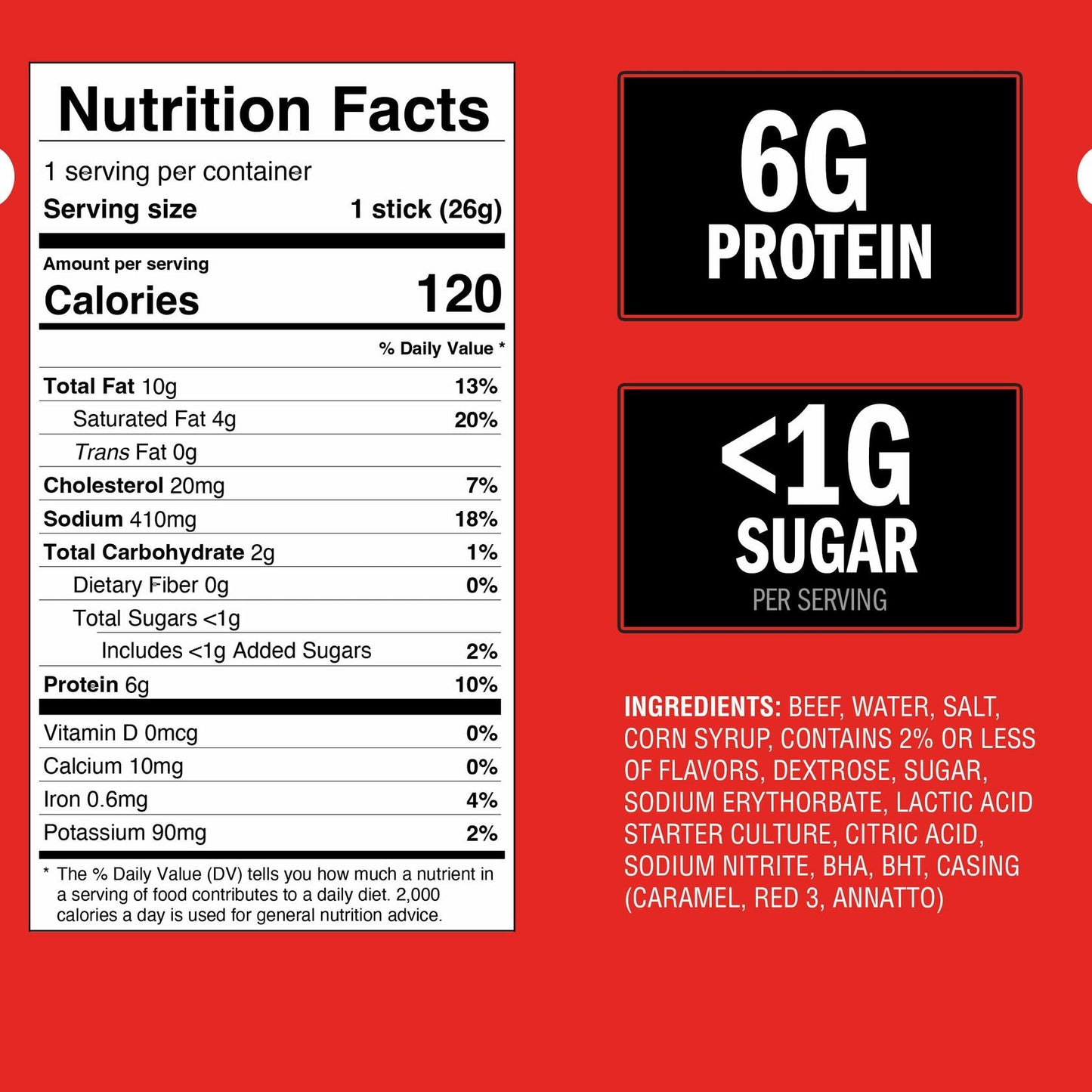 Jack Link's Beef Sticks, Original - Protein Snack, Meat Stick with 6g of Protein, Meat Snack Sticks Made with 100% Beef, Keto Friendly, Individually Wrapped - 0.92 Oz. (20 Count)