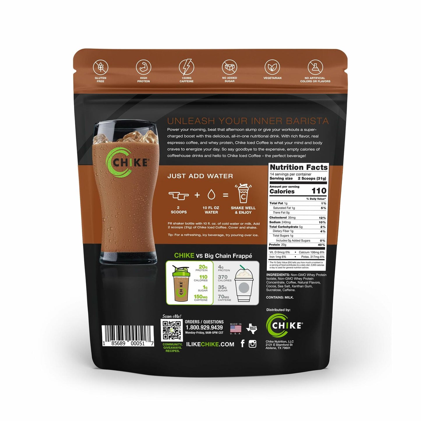 Chike Mocha High Protein Iced Coffee, 20 G Protein, 2 Shots Espresso, 1 G Sugar, Keto Friendly and Gluten Free, 14 Servings (15.3 Ounce)