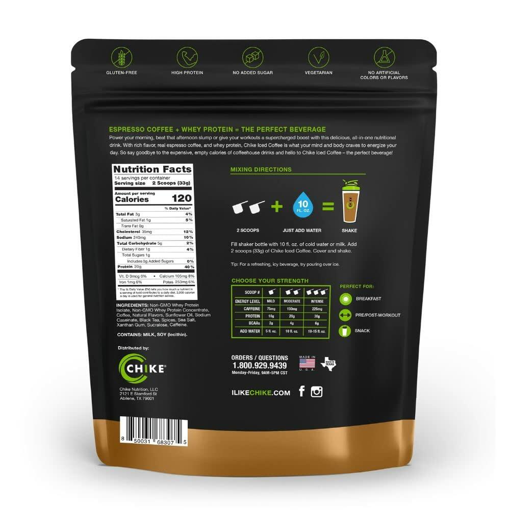 Chike Chai Latte High Protein Iced Coffee, 20 G Protein, 2 Shots Espresso, 1 G Sugar, Keto Friendly and Gluten Free, 14 Servings (16 Ounce)