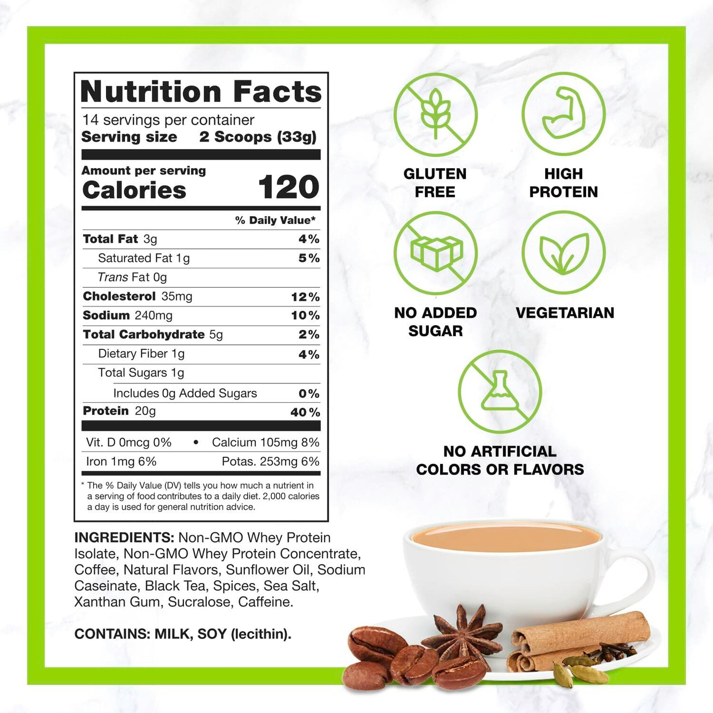 Chike Chai Latte High Protein Iced Coffee, 20 G Protein, 2 Shots Espresso, 1 G Sugar, Keto Friendly and Gluten Free, 14 Servings (16 Ounce)