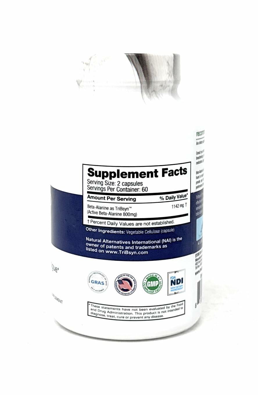 FEEL GOOD Lifestyle Beta-Alanine Capsules -Amino Acid - 3200mg Equivalent Dose - Prevent Muscle Loss - Brain Health - Joint Health - Heart Health - High Absorption- 120 Vegan Capsules