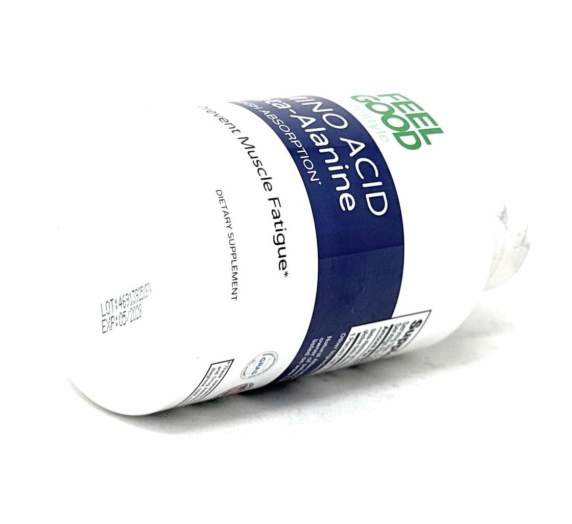 FEEL GOOD Lifestyle Beta-Alanine Capsules -Amino Acid - 3200mg Equivalent Dose - Prevent Muscle Loss - Brain Health - Joint Health - Heart Health - High Absorption- 120 Vegan Capsules