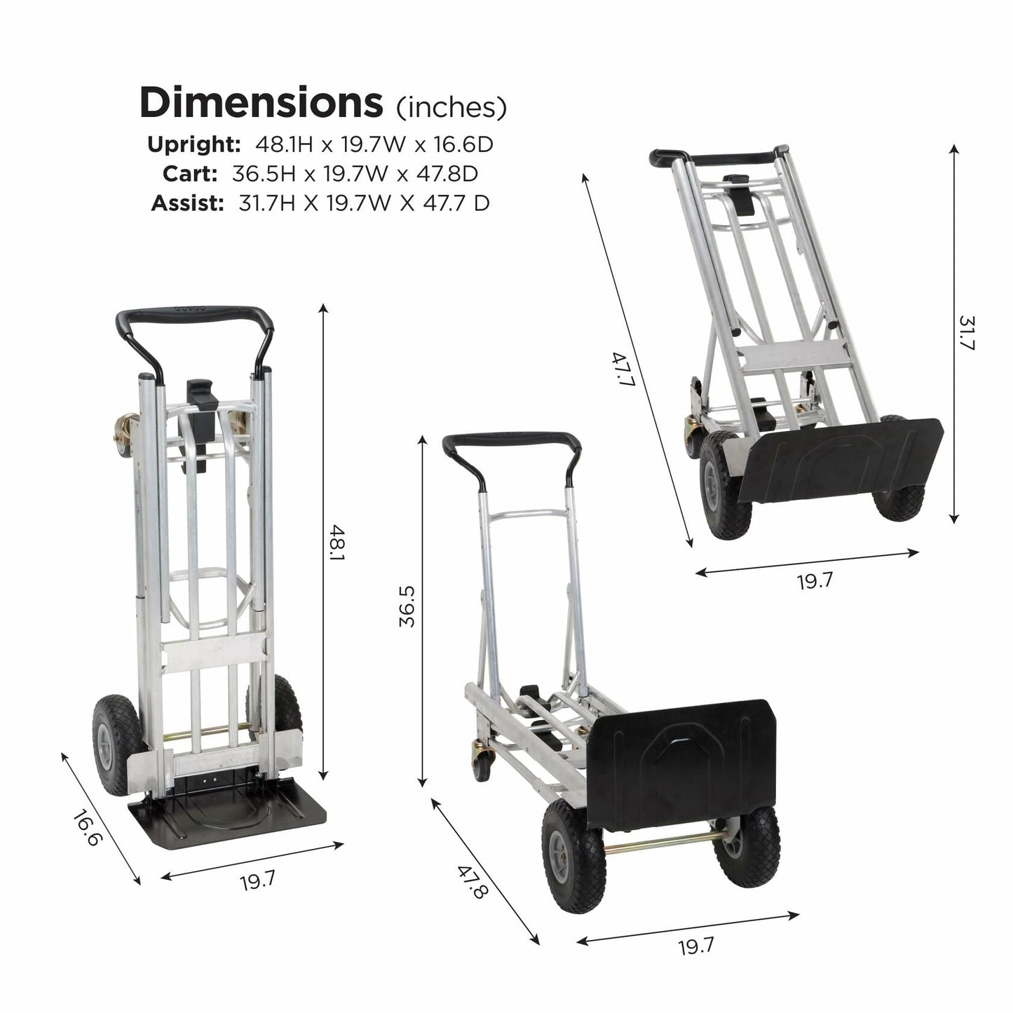 COSCO 4-in-1 Folding Series Hand Truck with Flat-Free Wheels