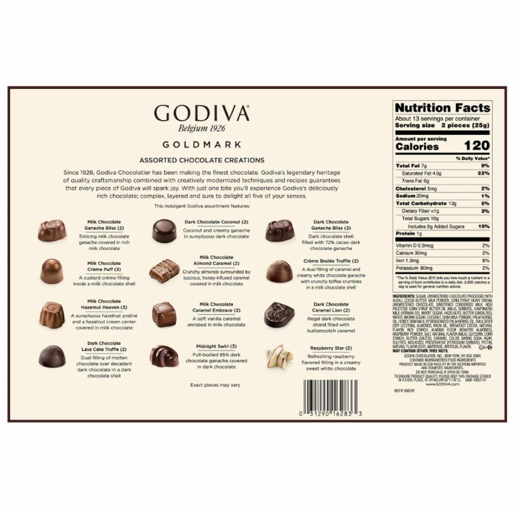 Godiva Premium Assorted Chocolates, 27-count