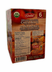 Galil Organic Roasted Chestnuts - Gluten Free, Shelled and Ready to Eat - 6 x 100g (600 grams)