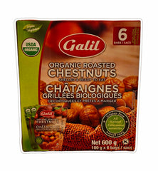 Galil Organic Roasted Chestnuts - Gluten Free, Shelled and Ready to Eat - 6 x 100g (600 grams)