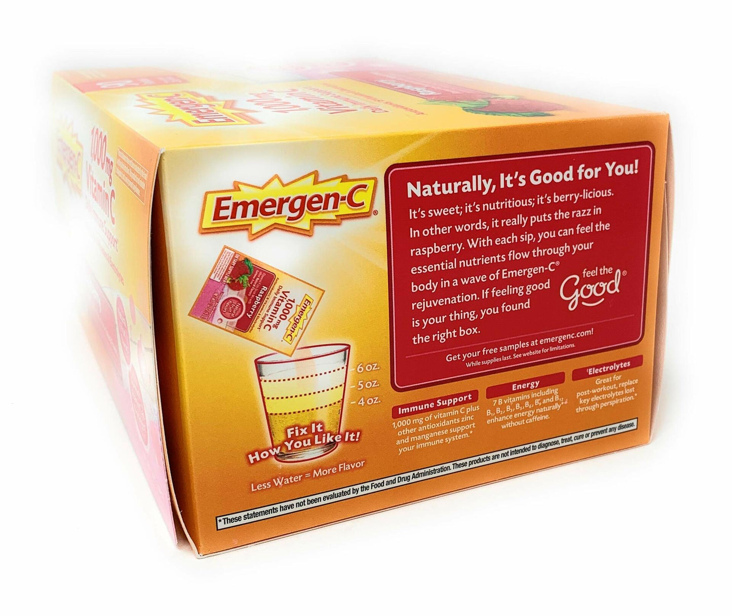 Emergen-C Dietary Supplement, 1,000mg Vitamin C, Raspberry Flavor, 90-Count