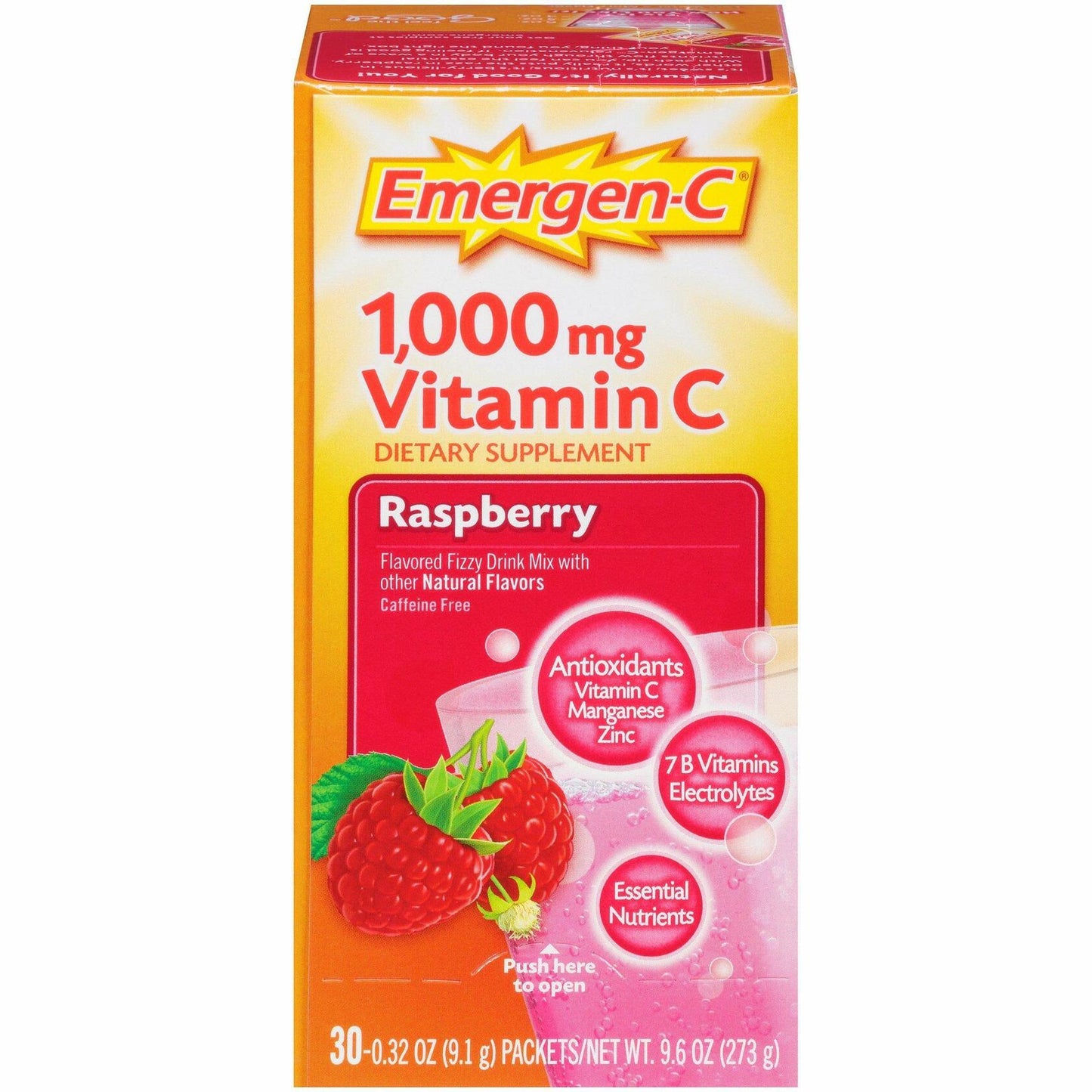 Emergen-C, Raspberry, 30 Count 1000mg - Pack of 3