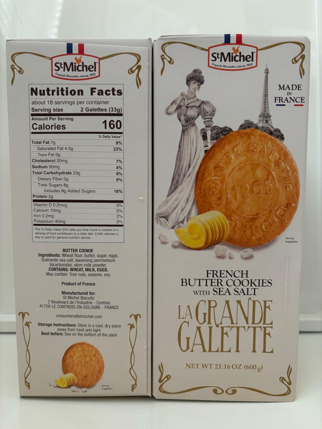 St Michel French Butter Cookies La Grande Galette 21.6oz 600gr (Two Boxes)
