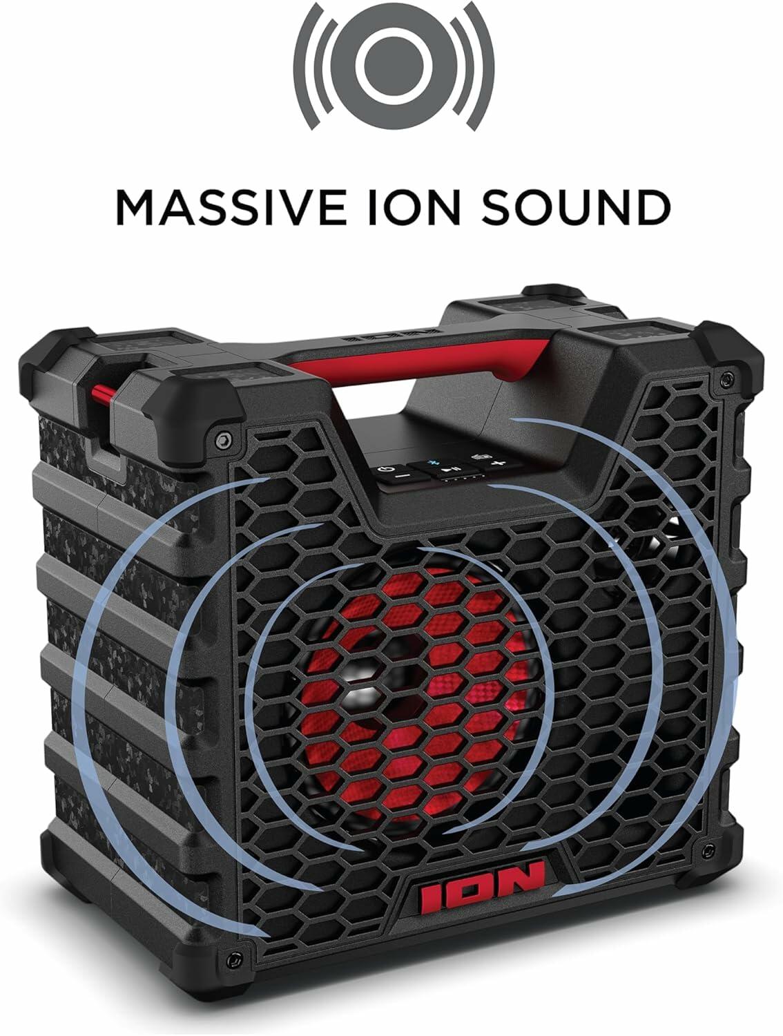 ION Audio Tailgater Tough - Rugged Portable All-Weather Wireless Bluetooth Speaker, IPX5 Water-Resistant, Outdoor Weather-Resistant Speaker