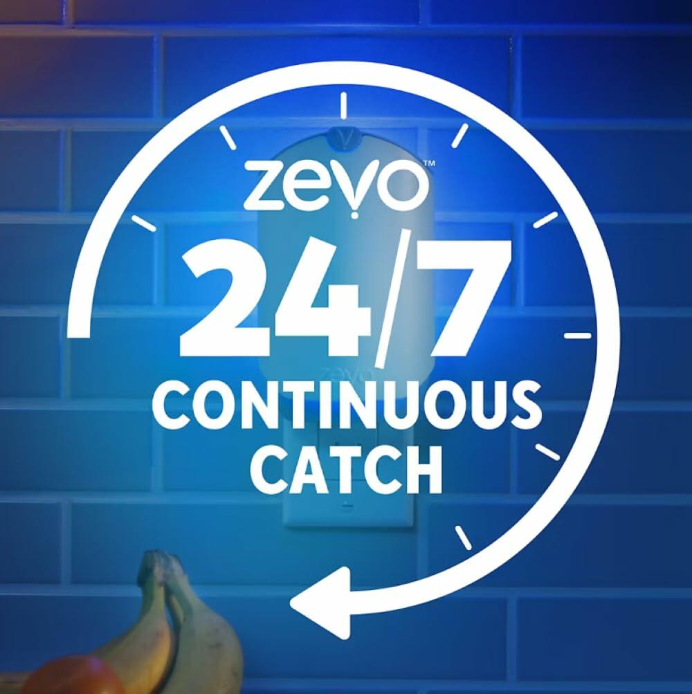 Zevo MAX Bug Catcher & Fly Trap for Indoor- Flying Insect Trap for Gnat, House & Fruit Flies - Use in Any Room - No-Mess Disposal (2 Device & 6 Cartridges)