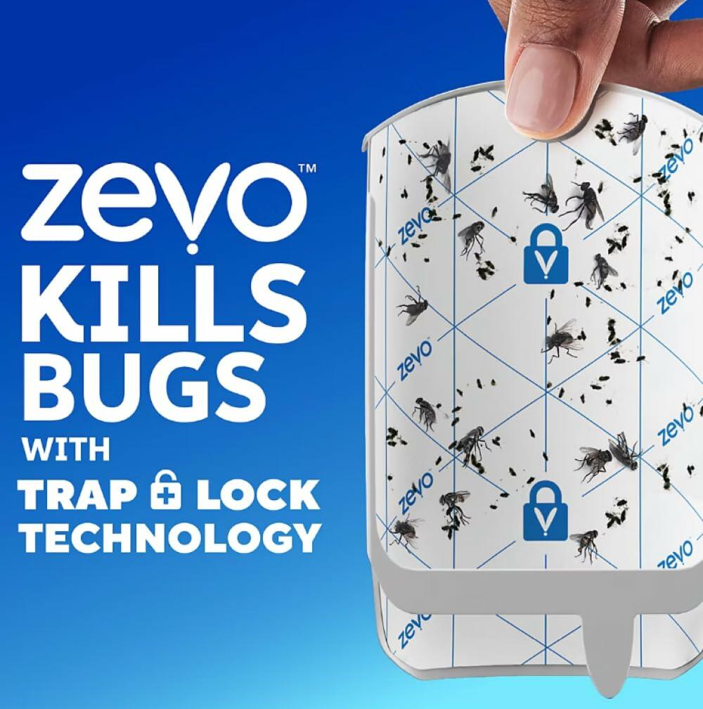 Zevo MAX Bug Catcher & Fly Trap for Indoor- Flying Insect Trap for Gnat, House & Fruit Flies - Use in Any Room - No-Mess Disposal (2 Device & 6 Cartridges)