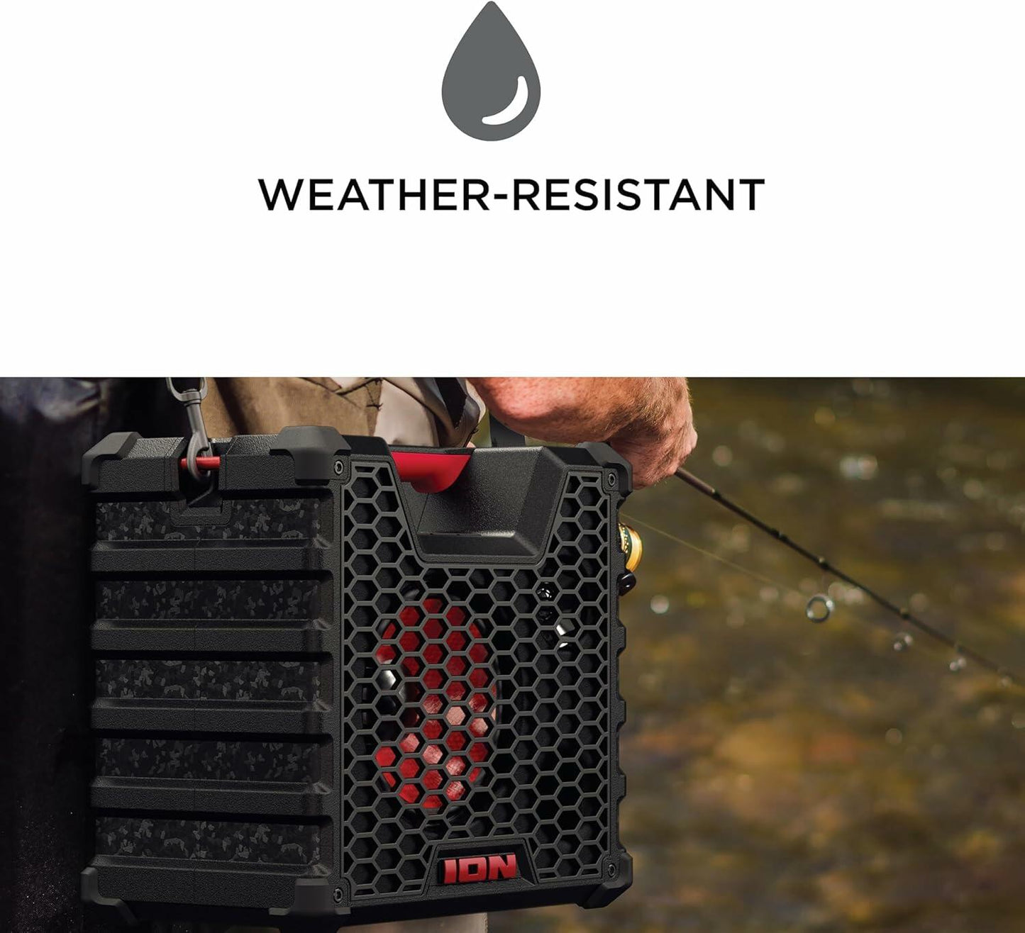 ION Audio Tailgater Tough - Rugged Portable All-Weather Wireless Bluetooth Speaker, IPX5 Water-Resistant, Outdoor Weather-Resistant Speaker