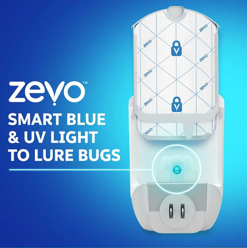 Zevo MAX Bug Catcher & Fly Trap for Indoor- Flying Insect Trap for Gnat, House & Fruit Flies - Use in Any Room - No-Mess Disposal (2 Device & 6 Cartridges)