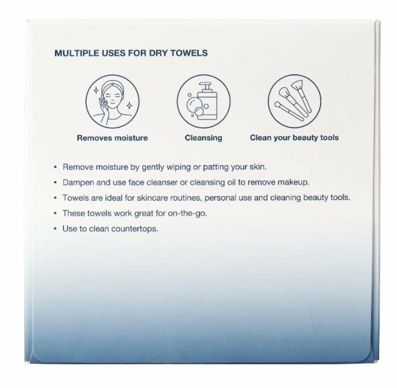 Kirkland Signature Daily Dry Facial Towels, 200-Count � Extra Soft Disposable Face Towels for Cleansing, Makeup Removal & Skincare � Gentle, Hygienic, Lint-Free