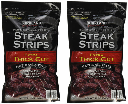 Kirkland Signature Premium Beef Steak Strips Jerky 12 Oz (2PAK)