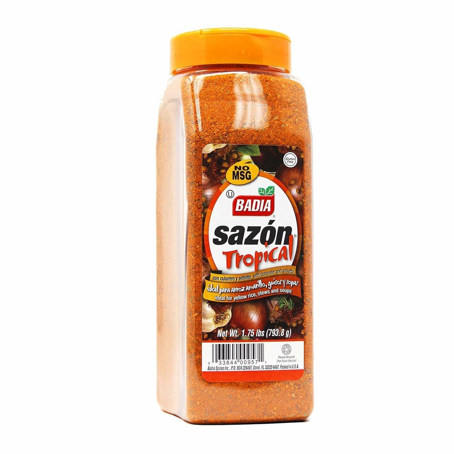 Badia Sazon Tropical with Coriander & Annatto, 28 oz � Authentic Latin & Caribbean Flavors, No MSG, Gluten Free