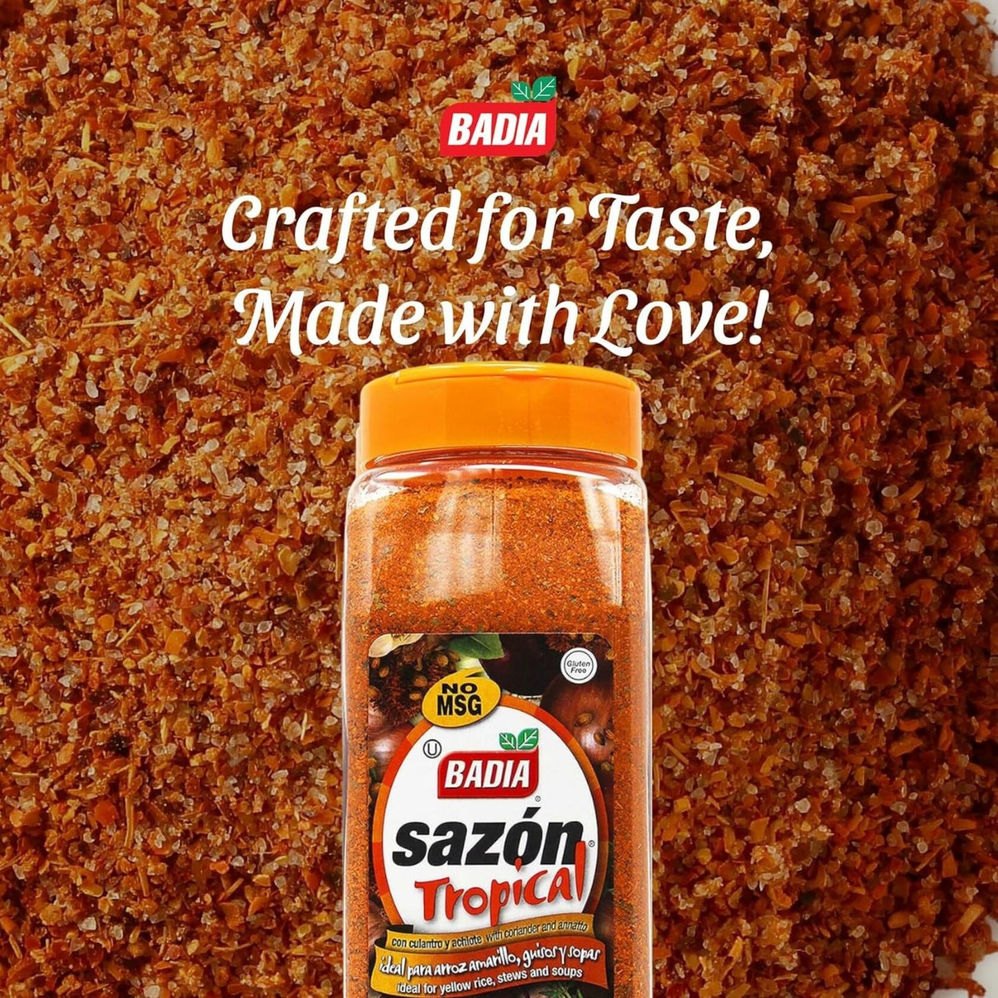 Badia Sazon Tropical with Coriander & Annatto, 28 oz � Authentic Latin & Caribbean Flavors, No MSG, Gluten Free