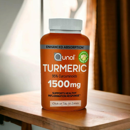 Turmeric Curcumin with Black Pepper and Ginger, Qunol 1500mg Turmeric Extract with 95% Curcuminoids, Enhanced Absorption, Supports Healthy Inflammation Response, 180 Vegetarian Capsules