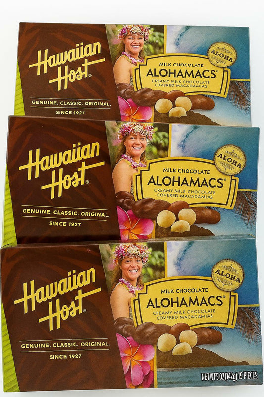 Hawaiian Host Alohamacs Milk Chocolate The Original Chocolate Covered Macadamia Nut, 3 pack 15oz