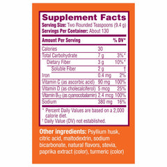 Metamucil Fizzy Fiber Supplement + Metabolism, Plant Based Psyllium Fiber Powder with B12 for Metabolism of Fats and Proteins, Daily Supplement for Regularity, Citrus Flavored Sugar-Free, 130 Serving