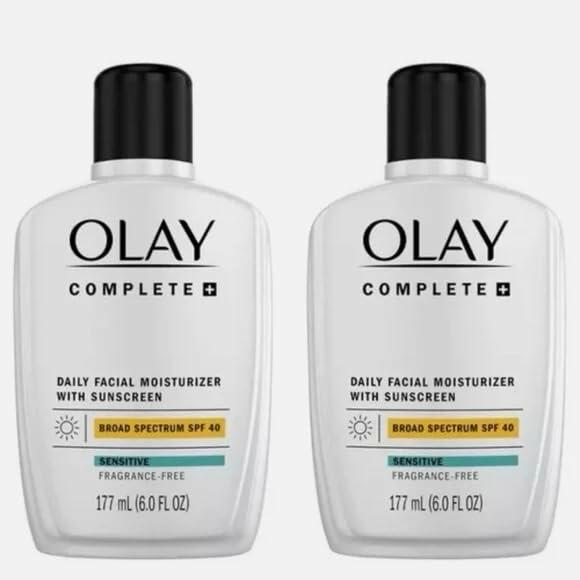 Olay Complete Daily Facial Moisturizer with SPF 40 Sunscreen, 2 Pack, 177 mL (6.0 FL OZ) each, 354 mL (12.0 FL OZ) Total