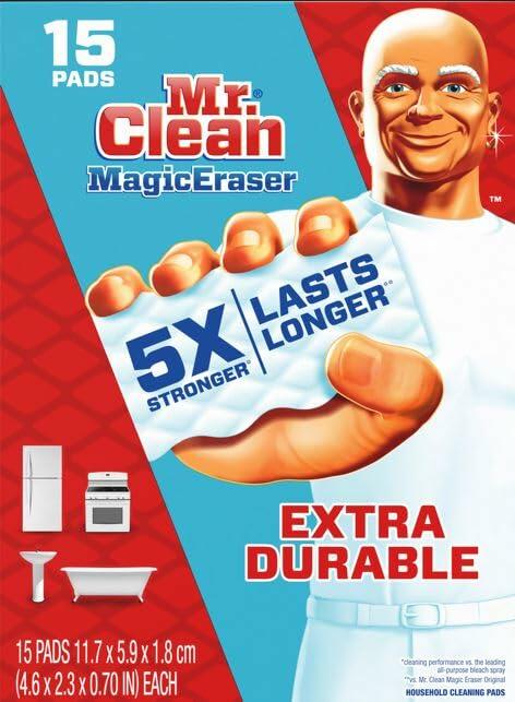 Extra Durable Cleaning Eraser Sponges, 15 Pack - Multipurpose Melamine Foam Scrubbers for Stubborn Stains, Dirt, Grime Removal on Walls, Floors, Appliances, Bathrooms, and Kitchen Surfaces