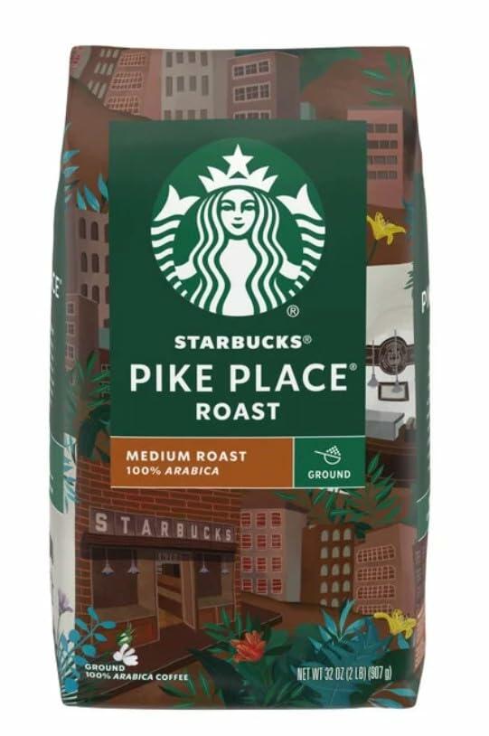 2 Packs of 32 Oz Pike Place Roast, Medium Roast Ground Coffee.