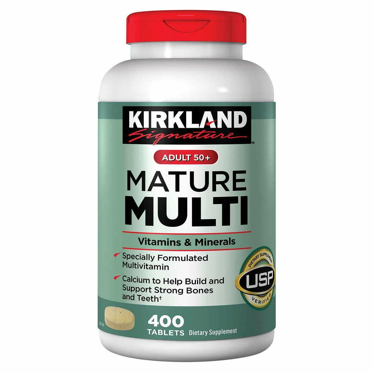 Kirkland Signature Adult 50+ Multi Vitamins & Minerals, 400 Tablets (2 Pack)