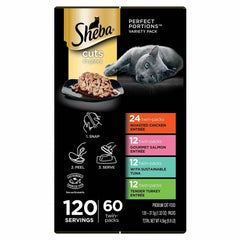 Sheba Perfect Portions Wet Cat Food Trays, Variety Pack, 2.6 Ounce (60 Count)