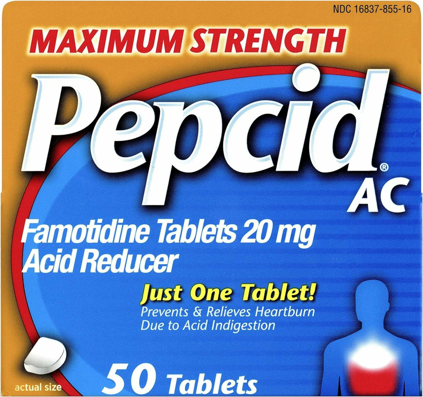 CSC 24 - Convenient 2 Pack Pepcid AC Maximum Strength Acid Reducer Prevent Relieves Heartburn Famotidine Tablets 20mg - 2 Pack of 50 Tablets (100 Tablets Total)