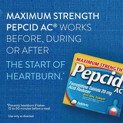 CSC 24 - Convenient 2 Pack Pepcid AC Maximum Strength Acid Reducer Prevent Relieves Heartburn Famotidine Tablets 20mg - 2 Pack of 50 Tablets (100 Tablets Total)