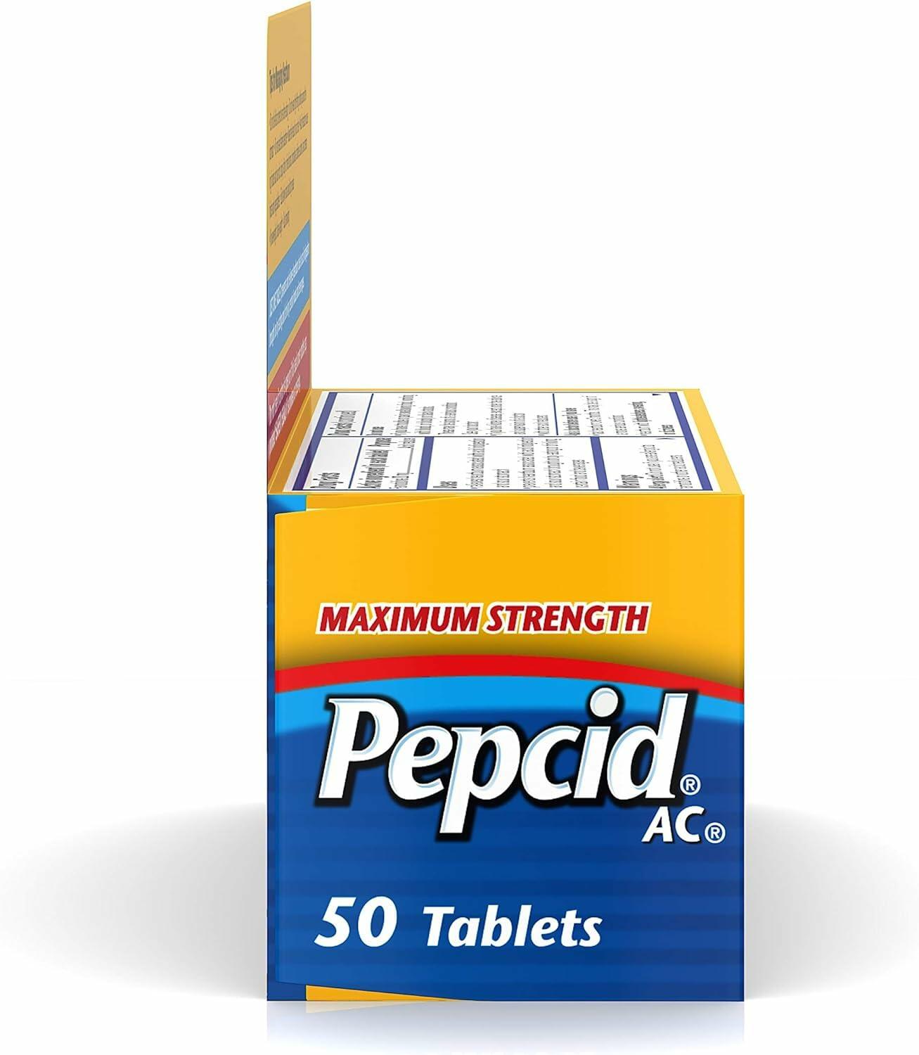 CSC 24 - Convenient 2 Pack Pepcid AC Maximum Strength Acid Reducer Prevent Relieves Heartburn Famotidine Tablets 20mg - 2 Pack of 50 Tablets (100 Tablets Total)