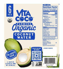 Vita Coco Farmer's Organic Coconut Water, 6-33.8 Floz.