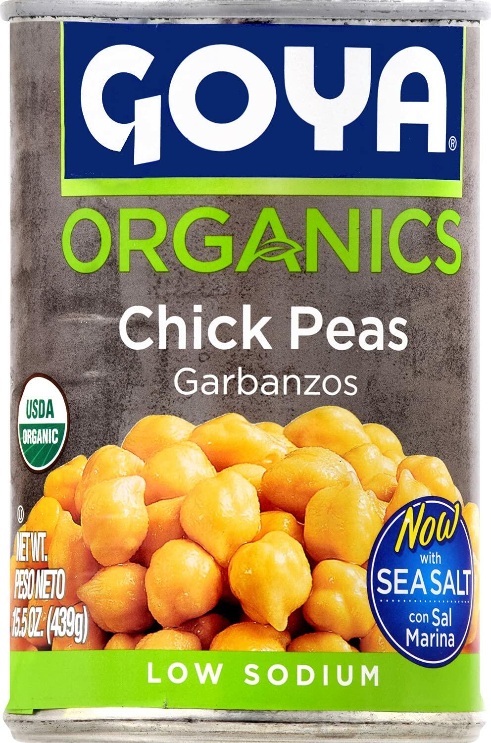 Goya Foods Organic Chick Peas, Garbanzo Beans, 15.5 Ounce (Pack of 24)
