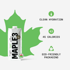 Maple 3 Organic Maple Water, 100% Natural Hydratation, Straight from a Tree, 1 Ingredient (Maple Sap), 46 Essential Bioactive Compounds, Electrolytes & Minerals, No Sugar Added, Low in Calories, No