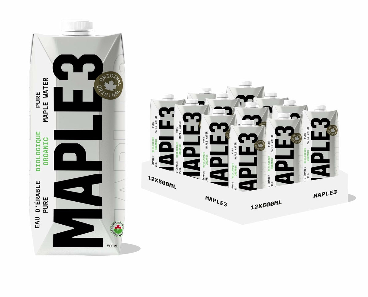 Maple 3 Organic Maple Water, 100% Natural Hydratation, Straight from a Tree, 1 Ingredient (Maple Sap), 46 Essential Bioactive Compounds, Electrolytes & Minerals, No Sugar Added, Low in Calories, No