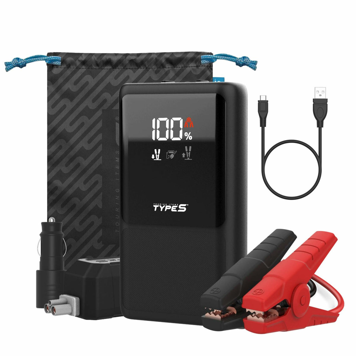 Type S Dynamic Classic DC10 Car Battery Jump Starter Portable Power Bank 500A Jump Starter Battery Pack for 6L Gas Engines / 4L Diesel with USB-C USB-A Outputs, incl Jumper Cable