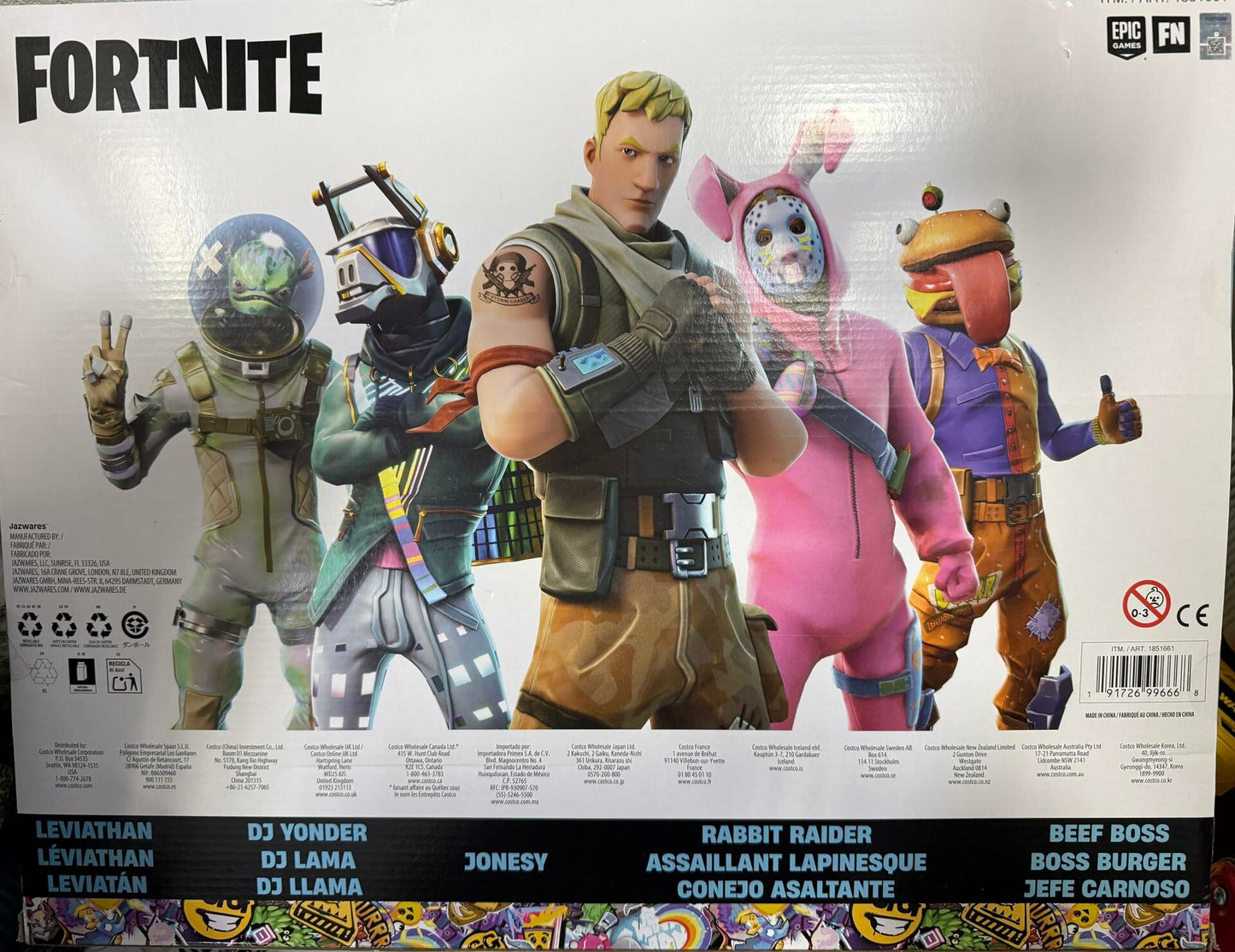 Fortnite Action Figure 5-Pack Set with Virtual Items, Deep Frost Wrap, Leviathan, DJ Yonder, Jonesy, Rabbit Raider, 15 Pieces, Ages 8+