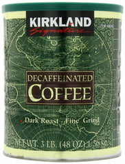 Kirkland Signature 100% Colombian Dark Roast Decaffeinated Ground Coffee, 3 Pound (Pack of 2)