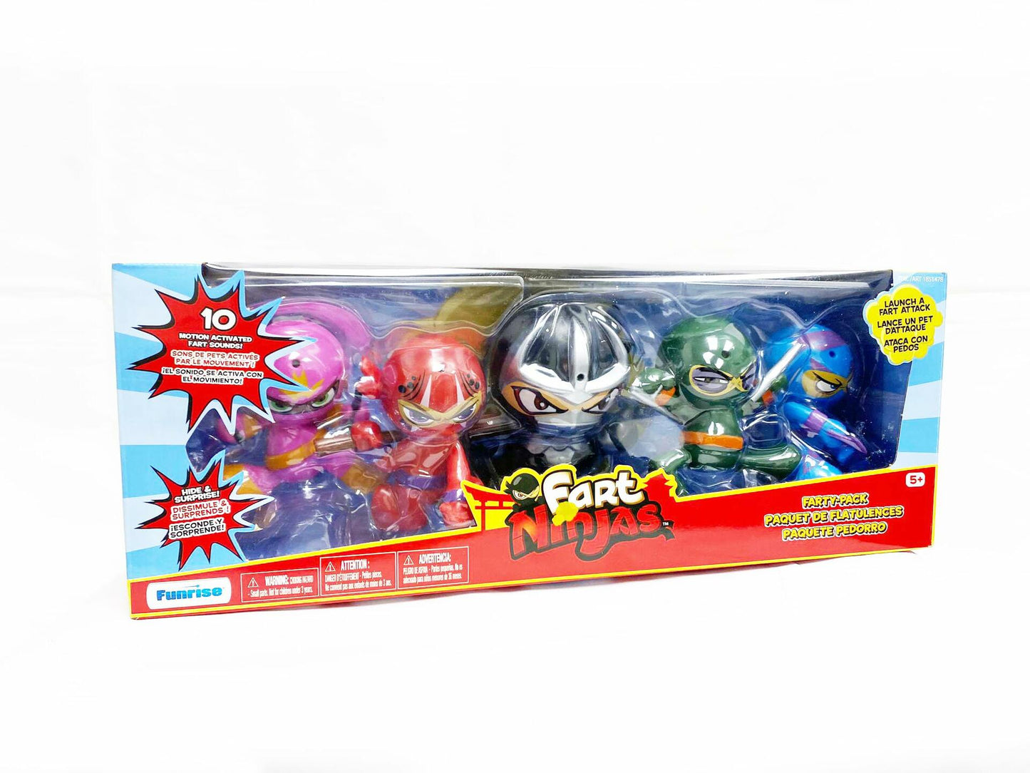 5 Pack of Farty-Fart Ninjas with 10 Motion Activated Fart Sounds! Farty Pack